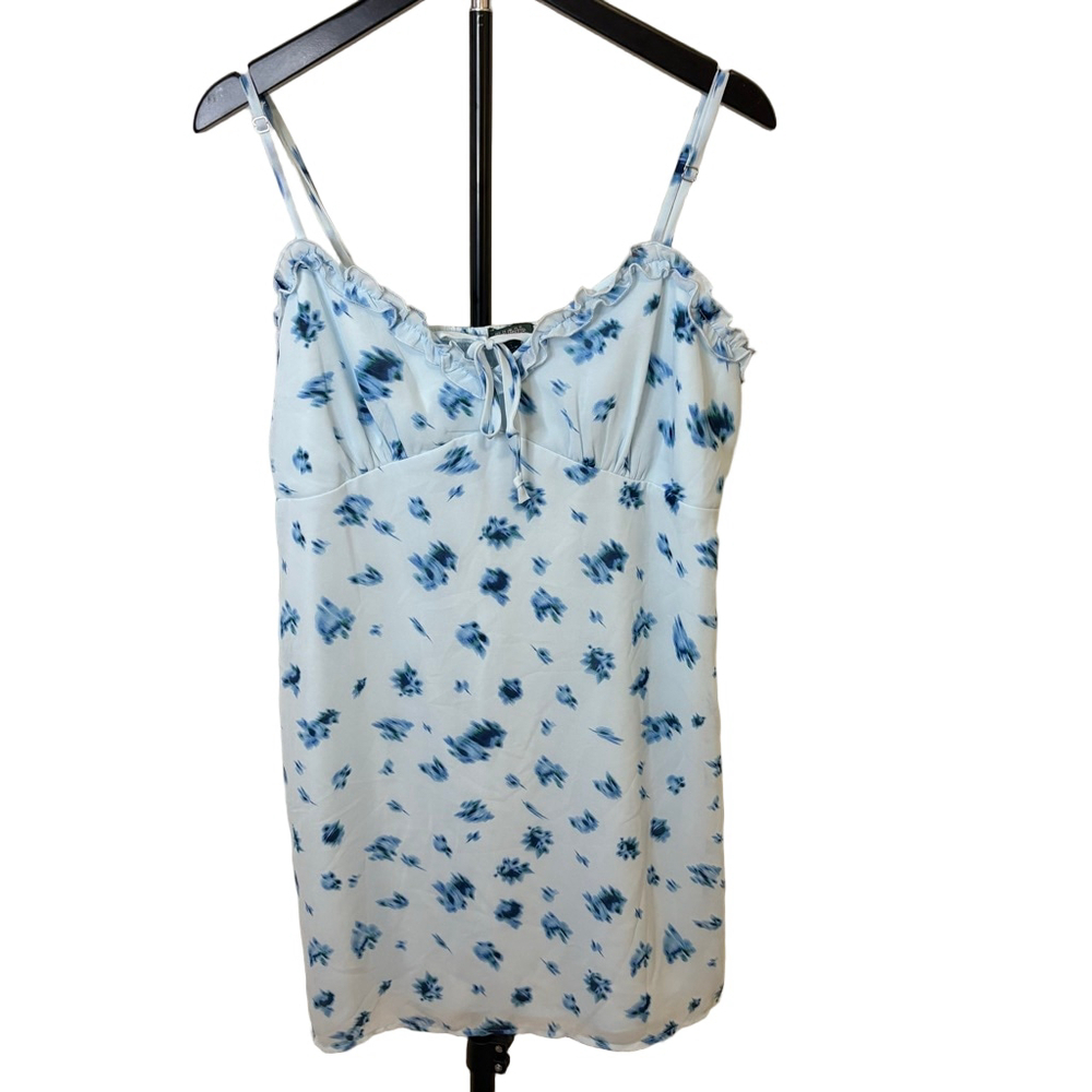 Women's Wild Fable White Blue Floral Cottagecore Spring Mini Dress L